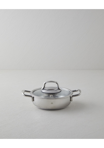 English Home Glow Çelik Cam Kapaklı Sahan 16x5 Cm Silver Silver