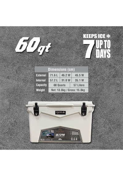 Igloo Ultima 60 Qt Rotomold Buzluk 57 Litre Bej