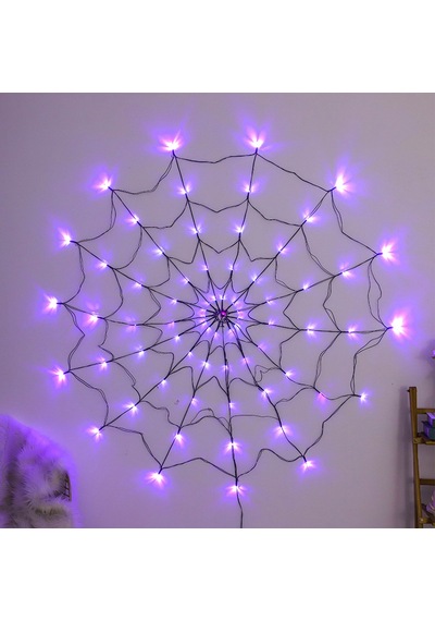 Cadılar Bayramı Glow Örümcek Web Işıkları - Yard, Veranda Ve Bahçe İçin Su Geçirmez Açık Dekoru