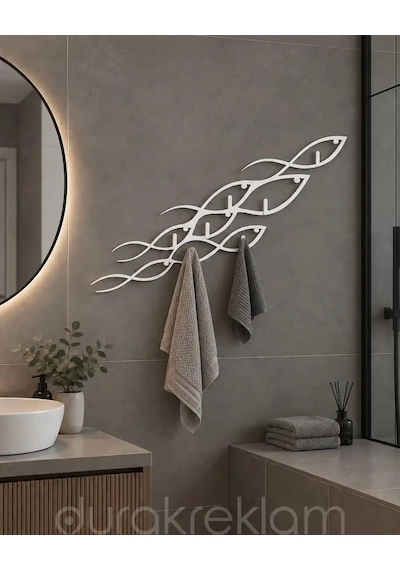 Dekoratif Metal Duvar Askılığı 80 Cm Balık Figürlü, 3 Mm Dkp Sac, Fırın Boyalı Siyah