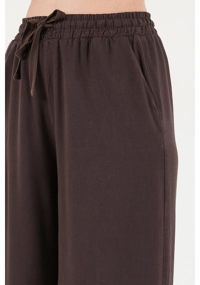 Lela Pamuklu Relaxed Fit Yüksek Bel Geniş Paça Pantolon Bayan Pantolon 668yp5559 Kahve
