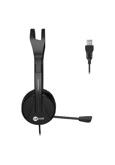 Lecoo HT106 USB Kablolu Mikrofonlu Kulak Üstü Kulaklık Siyah