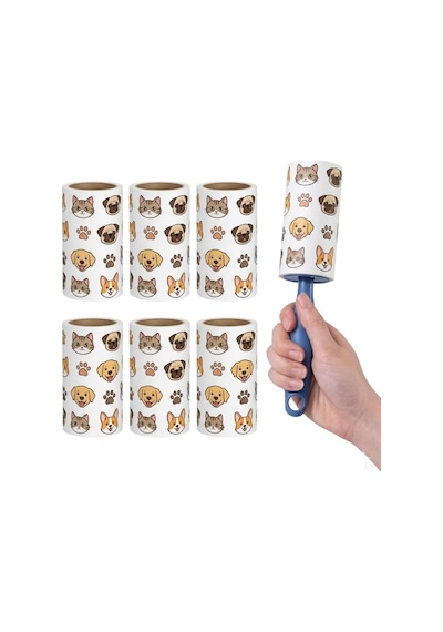 Deinhaus Tüy Toplayıcı Roller Seti, 6 Rulo, Kedi Ve Köpek Tüyü Temizleyici, Ergonomik Sap, Hassas Yüzeylere Uygun