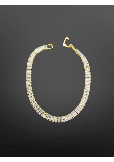 Baget Zirkon Taşlı Gold Renk 316l Çelik Bileklik Işıltılı Klasik Ve Zarif Takı Gold