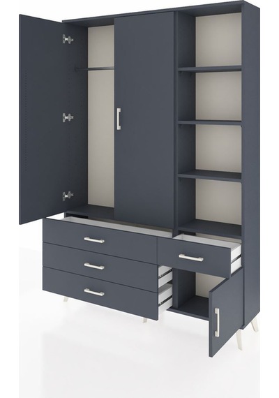 Arges Dolap 5 Raflı 4 Çekmeceli Tek Askılı 132x30x195 Antrasit-antrasit/antrasit Antrasıt/antrasıt Arges Dolap 5 Raflı 4 Çekmeceli Tek Askılı 132x30x195 Antrasit-antrasit/antrasit Antrasıt/antrasıt