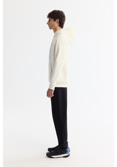 Avva Erkek Ekru Kapüşonlu Pamuklu Baskılı Elastan Regular Fit Sweatshirt A42y1324