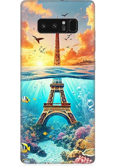 Samsung Galaxy Note 8 Uyumlu Denizaltında Eyfel Hayali Desenli Silikon Kılıf Çok Renkli