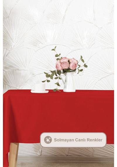 Elart Soft Kadife Masa Örtüsü Dikdörtgen 150x220 Cm Kırmızı Kırmızı