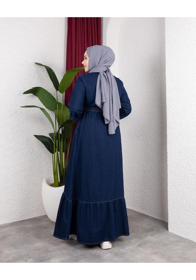 Hb Harma Time Butik Kadın Düğmeli Kuşaklı Denim Koyu Kot Mavi Elbise Koyu Mavi Hb Harma Time Butik Kadın Düğmeli Kuşaklı Denim Koyu Kot Mavi Elbise Koyu Mavi