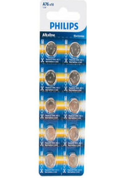 Philips Alkalin Pil 10 Lu Lr44 Lr1154 1.5v A76p10b/10 2603 2607