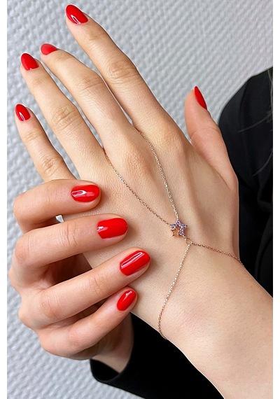 925 Ayar Gümüş Mor Taşlı Rose Yıldız Şahmeran - 45099301 Rose Gold
