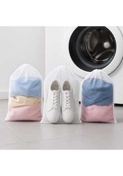 Çamaşır Yıkama Filesi,%100 Polyester File, Beyaz, 60x40 Cm, 2&apos Li Set, Ayakkabı Ve Kıyafet İçin Diğer