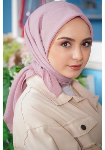 Melodi Scarf Kadın Tesettür Mio Caz Eşarp Hijab Pudra Pudra