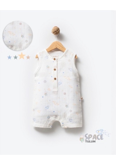 By Bubbles Yazlık Muslin Gezegen Basic Tulum Ekru