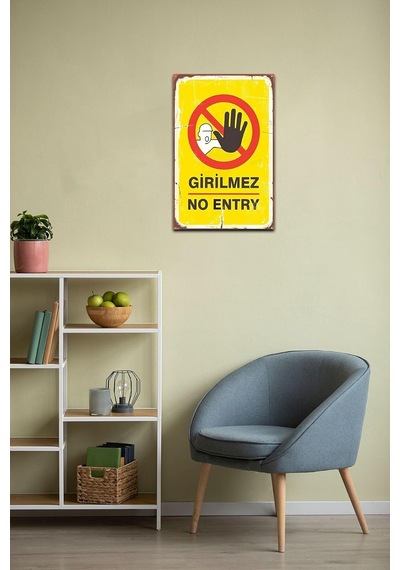 Girilmez No Entry Retro Vintage Ahşap Mdf Tablo