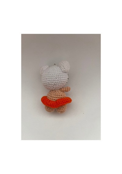 Örgü Amigurumi Kedi Figürlü Anahtarlık Bej Bej