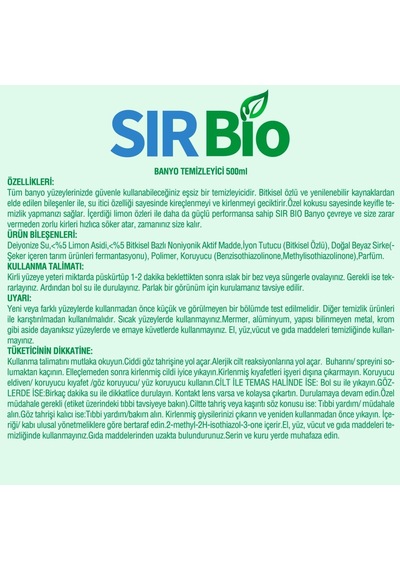 Sır Bio Bitkisel Özlü Banyo Temizleyici 500 Ml