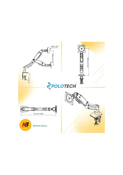 North Bayou Nb F80 Amortisörlü 2-9 Kg Monitör Standı 2026 Versiyon