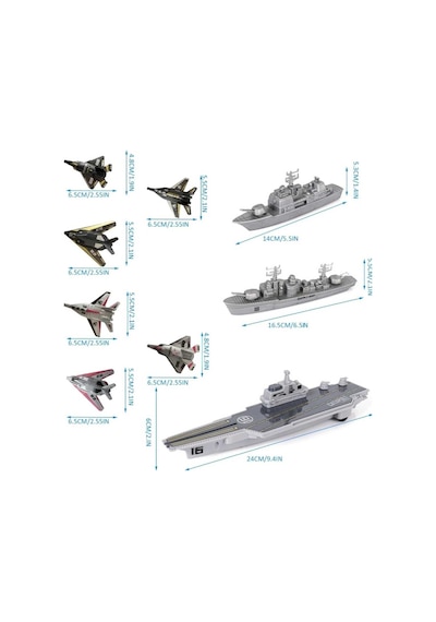 Oyuncak Uçaklı Savaş Gemisi Askeri Kruvazör 9 Parça Uçak Fırlatır Gemi Destroyer Kruvazör Jet Uçağı
