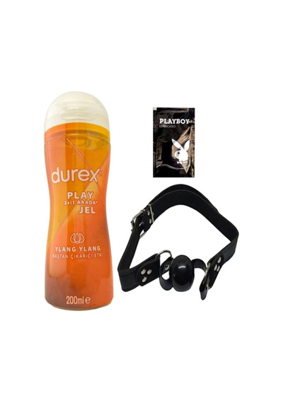 Durex Play 2si1 Arada Ylang Ylang Baştan Çıkartmaya & Kayganlaştırmaya Jel 200 Ml + Siyah Deri Ağız Topu + Hediye