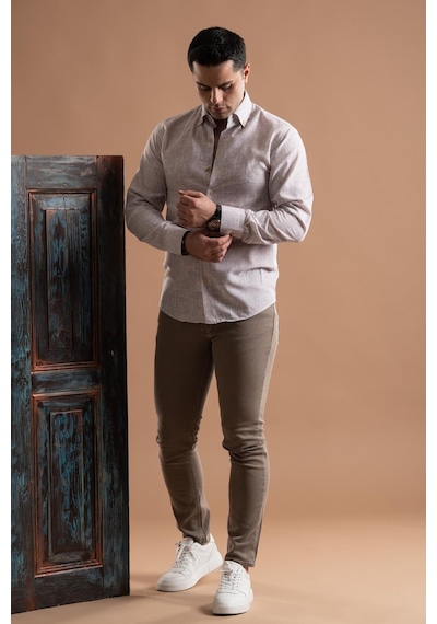 Evrytime Slimfit Bitik Kare Yaka Düğmeli Uzun Kol Erkek Yazlık Gömlek 001