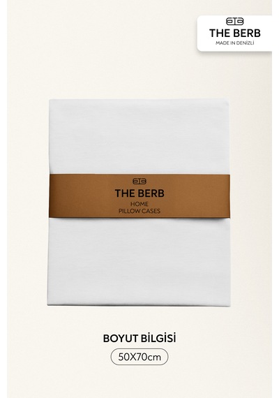 The Berb 2'li Penye Yastık Kılıfı Seti %100 Pamuk 50 X 70 Fermuarlı Beyaz
