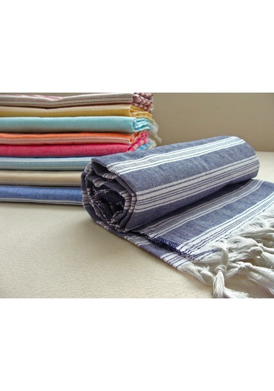 Kot Mavi %80 Pamuk 175x96cm Peştemal Püsküllü Banyo Havlusu M1 Mavi