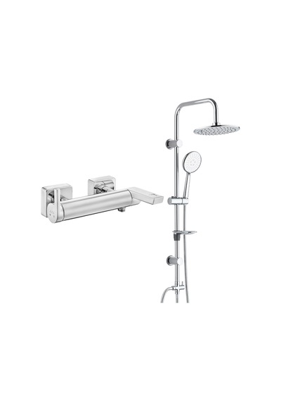 ECA İcon Banyo Bataryası+T-MAY Banyo Bostan Oval Tepe Duş Takımı Krom