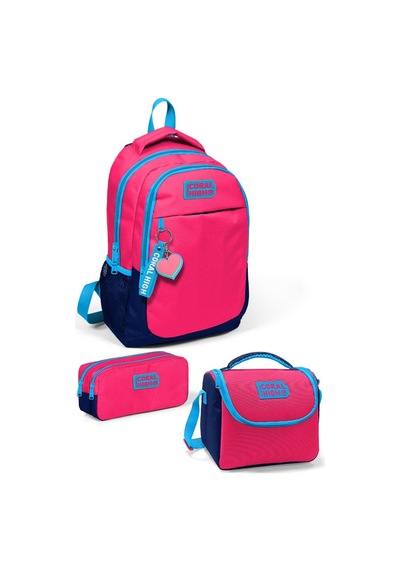 Coral High Kids Neon Mercan Lacivert 3 Lü Okul Çanta Seti Set0114392 Çok Renkli