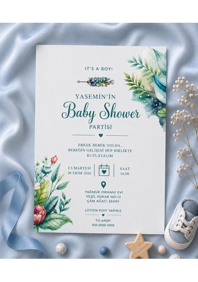 1000 Adet Ekonomik Baby Shower Davetiyesi Ve Zarf 04