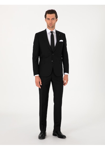Cacharel Siyah Slim Fit %100 Yün Klasik Takım Elbise Cacharel Siyah Slim Fit %100 Yün Klasik Takım Elbise