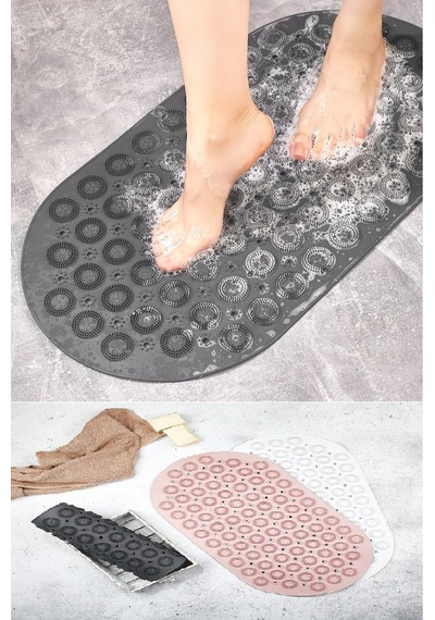 Masajlı Vantuzlu Banyo & Duş Kaydırmazı Paspası Gri 69 x 37 CM Gri