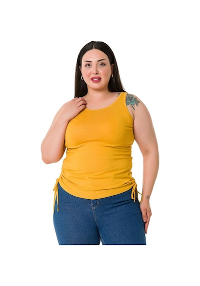 Disentis Büyük Beden Kalın Askılı Yanları Tünelli Viskon Hardal Body-hardal Hardal