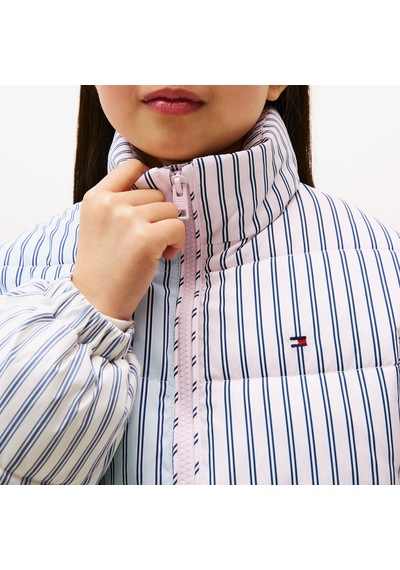 Tommy Hilfiger Mixed Stripe Puffer Çocuk Pembe Mont Kg0kg08658 Çok Renkli