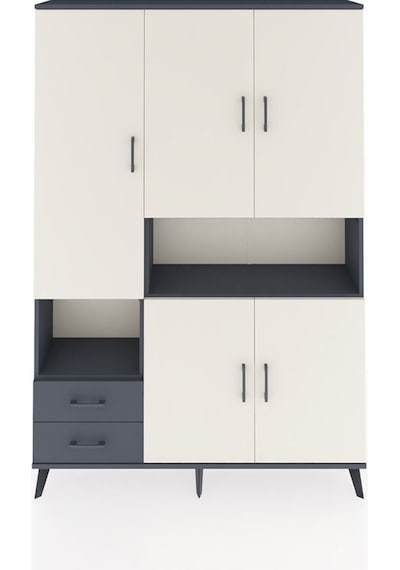 Arges Dolap 10 Raflı 2 Çekmeceli 5 Kapaklı 132x30x195 Antrasit-aytaşı/antrasit Aytası/antrasıt