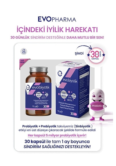 Evobiyotik 30 Kapsül Probiyotik & Prebiyotik