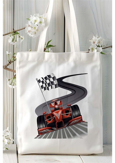 Art Hediye Karting Carting Baskılı Bez Çanta Kişiye Özel Model 3 Çok Renkli