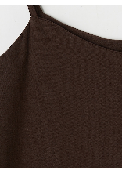 Lcwaıkıkı Petite Kahverengi V Yaka İp Askılı Mini Elbise