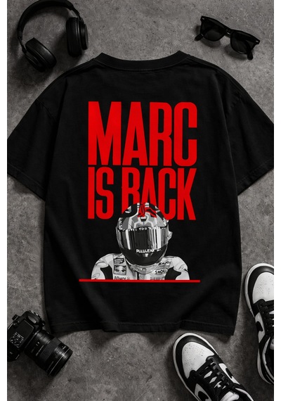 Yolo Street Oversize Marc Is Back Baskılı Tişört Unisex Streetwear %100 Pamuk Siyah