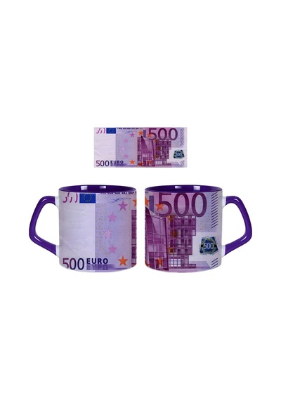 500 Euro Desenli Kupa Bardak Tek Adet 001 Çok Renkli