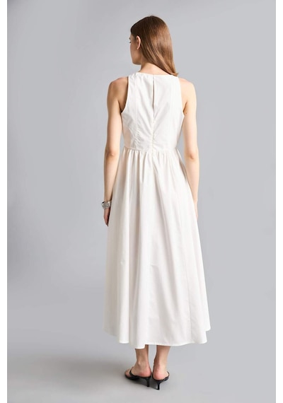 Defacto Fıtted Halter Yaka Poplin Kolsuz Midi Elbise H4575ax26smwt32 Beyaz-wt32