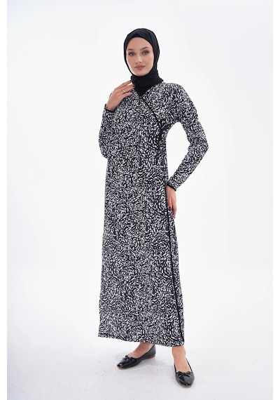 Miss Ledonna Puantiyeli Yandan Bağlamalı Namaz Elbisesi-21007 Gül Kurusu
