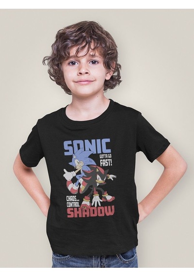 Sevbano Tasarım Sonic The Hedgehog Shadow Baskılı Unisex Çizgi Film Çocuk SIYAH