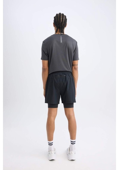 DeFactoFit Slim Fit Dar Kesim Fermuarlı Telefon Cepli Sporcu Taytlı Şort Z2147AZ25SPBK81