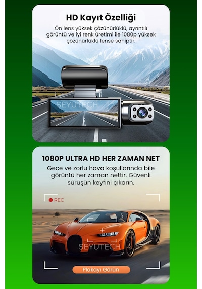 Harvox 2 Kameralı Wi-fi Özellikli Full Hd Araç Kamerası 1080p Gece Görüş, G-sensor Dashcam