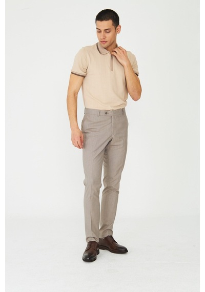 Bej Erkek Kumaş Pantolon Modern Kesim Klasik Pantolon Bej