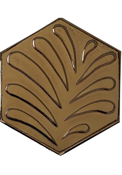 Armada Çini 15x17 Cm Yaprak Bronz Desen Altıgen Çini Karo