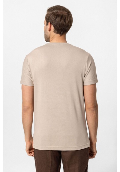 Antioch Basic V Yaka Erkek T-shirt Koyu Bej