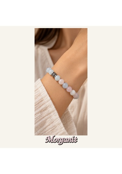 Morganit Taşı Bileklik 8 Mm, Unisex, Elastik Çok Renkli