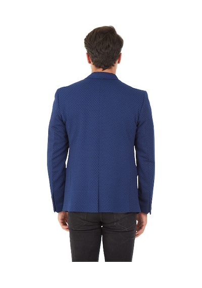 Sposo 5104 Dar Kalıp Örme Kumaş Lacivert Erkek Blazer Ceket Lacivert